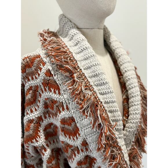 NWT Alanui Hawa Mahal Women's S Patterned intarsia cardigan cream Italy Sweater - Picture 10 of 10